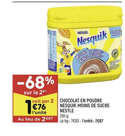 Promo Chocolat En Poudre Nesquik Moins De Sucre Nestl Chez Leader Price