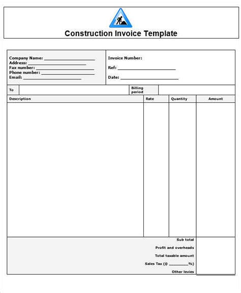 Construction Business Invoice Template