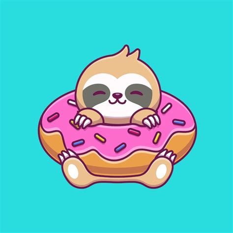 Mignon Paresseux Dormant Sur Loreiller Cartoon Vector Icon