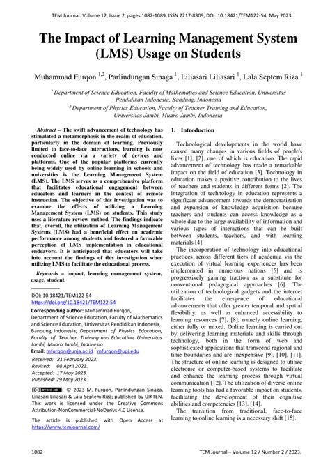 PDF The Impact Of Learning Management System LMS Usage On Students