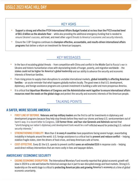 USGLC 2023 NSAC Talking Points – USGLC