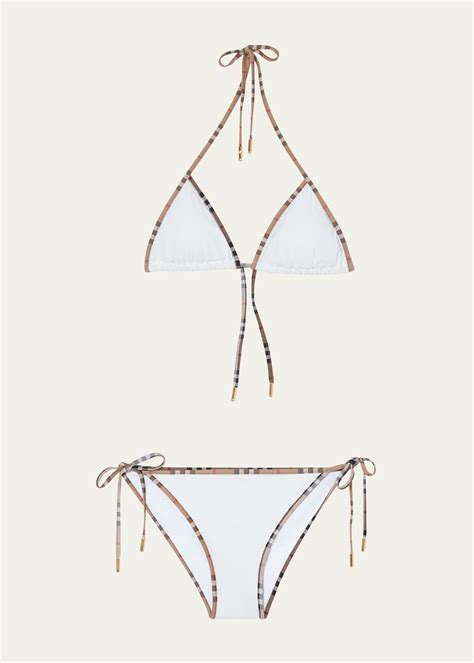 Burberry Check Trimmed Two Piece Bikini Set White Bergdorf Goodman