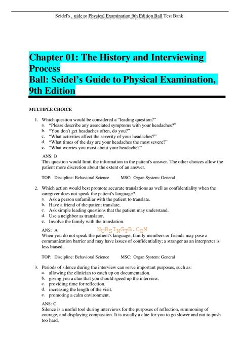 Chapter The History And Interviewing Process Ball Seidels Guide