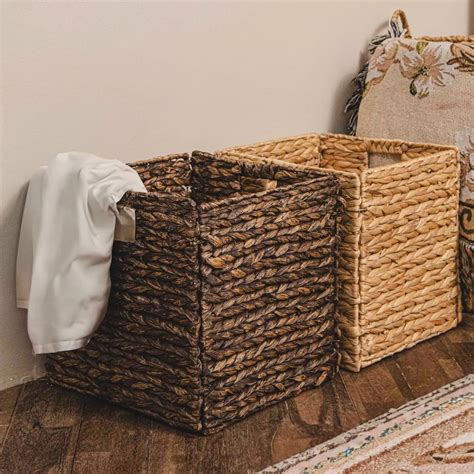 Water Hyacinth Foldable Wicker Storage Baskets X X