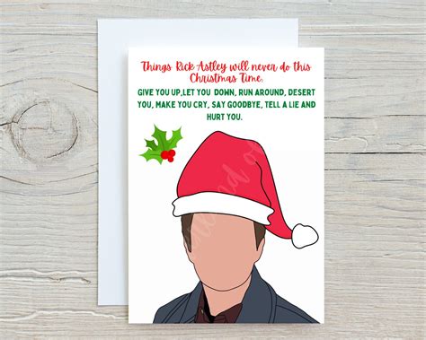 Rick Astley Christmas Card Greetings Card Gift for Mum 80s 90s Pop Music Take That Boyband Never ...