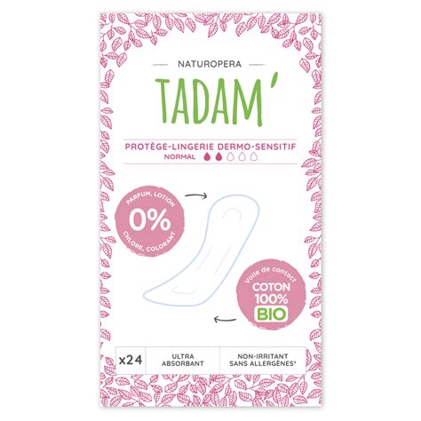 TADAM Protège lingerie dermo sensitif 100 coton bio normal 24 pièces