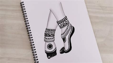 How To Draw Mandala Art Of Classical Dancer Legs Ghungroo Chilanka