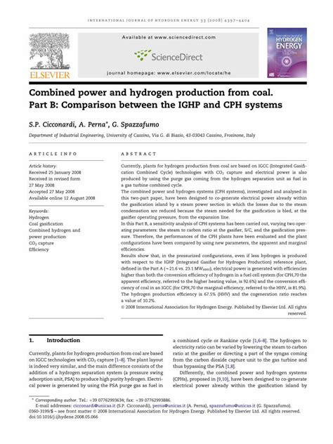 PDF Combined Power And Hydrogen Production From Coal Part B