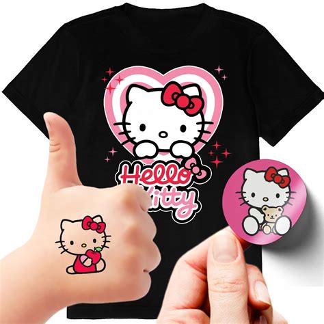 ZESTAW 3W1 KOSZULKA DLA DZIECI TATUAŻE NAKLEJKI HELLO KITTY 164 JAKOŚĆ