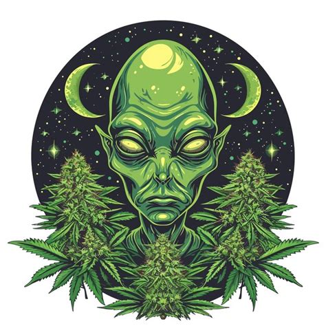 Premium Vector Alienwithcannabisarttshirtdesigns