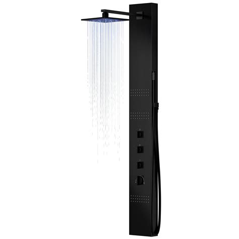 Shower Panel Corsan Neo Mixer Black Steel Led Rain Shower Black Yes