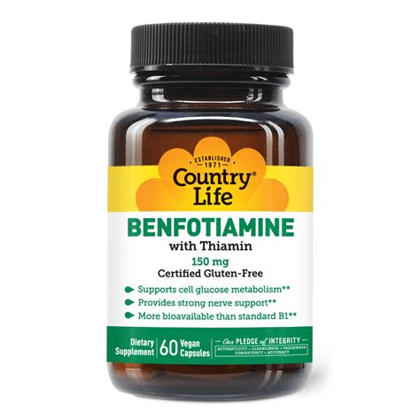 Country Life Vitamin B1 With Benfotiamine Capsules 60 Count