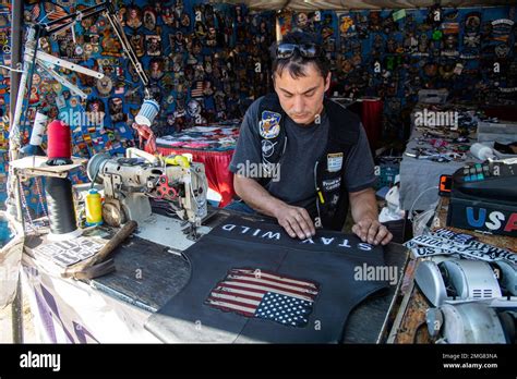 Too Schizas Of Rm Leathers Works On A Leather Jacket During The 80th