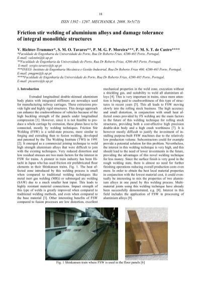 Friction Stir Welding Of Aluminium Alloys And Damage