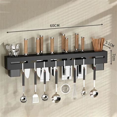 Porte Ustensiles 60cm Cuisine Etagere Murale Métal Rangement De Cuisine