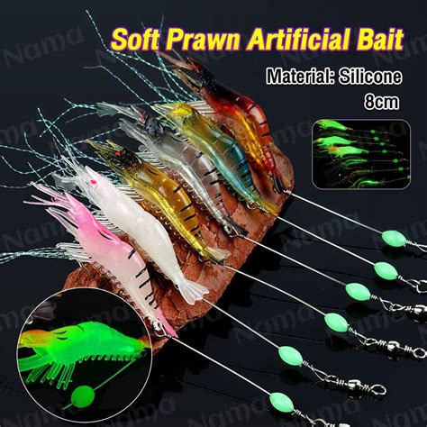 Nama Pcs Soft Prawn Shrimp Swivel Wobbler Hook Luminous Silicon Soft