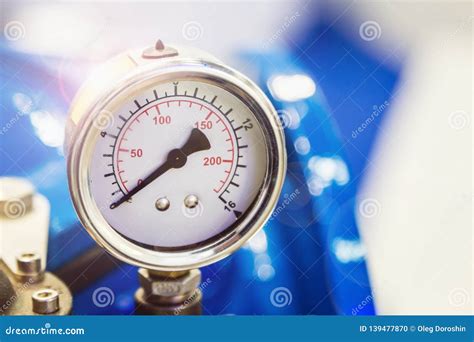 Pressure Gauge For Measuring Installed In Water Or Gas Systems Stock