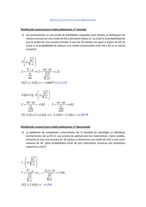 2 Distribuciones Muestrales 1 Resuelto Ejercicios Distribuciones Muestrales Distribución