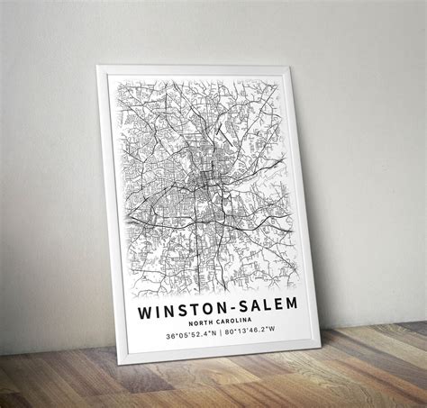 Printable Map of Winston-salem NC North Carolina United - Etsy