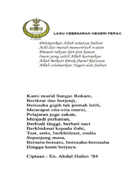 Lirik Lagu Negeri Perak Pdf