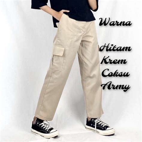 Jual Long Cargo Pants Stacie Pocket Pants Celana Cargo Wanita Cargo