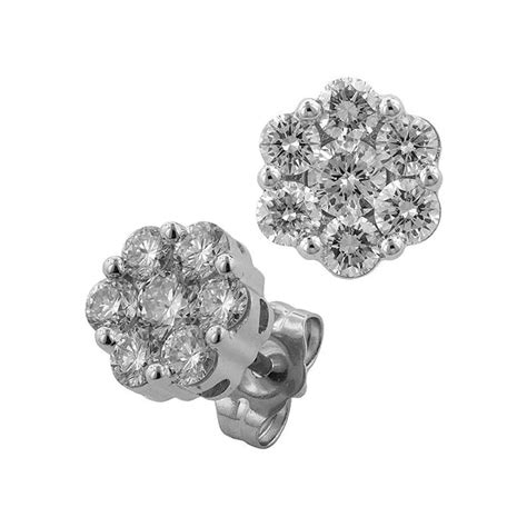 14k White Gold Diamond Cluster Earrings Sage Jewelers