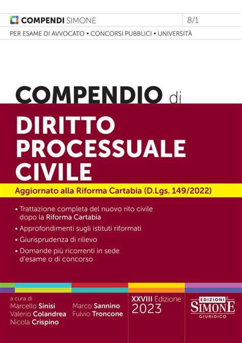 Compendio Di Diritto Processuale Civile 2023 Edizioni Simone