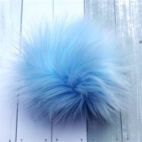 Luxury Faux Fur Powder Blue Large Inch Pom Poms Fake Fur Blue