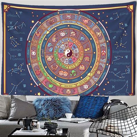 Mandala Tarot Tapestry Wall Hanging Boho Zodiac Star Plate Sun And Moon