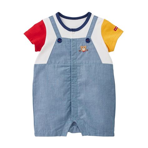HOT BISCUITS ミキハウス ダンガリーオーバーオール風ショートオール アウトレット ブルー 70 80 ホットビスケッツ ミキハウスホットビスケッツ公式店 通販