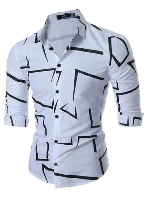 Mens Business Casual Geometric Print Shirt Royaura