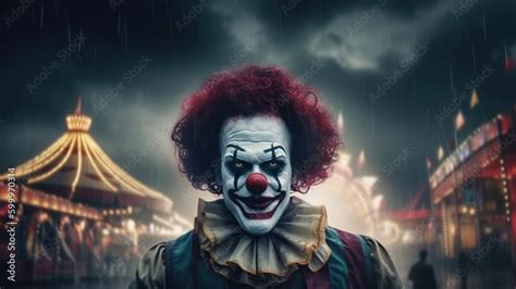 Evil clown. Portrait of scary spooky clown monster from horror movie ...