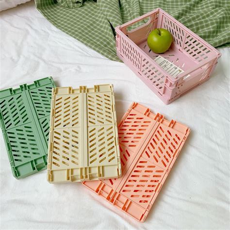 Folding Milk Crates Mini-Set of 2 | Plastic box storage, Crate storage ...