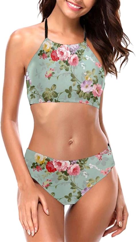 Conjunto De Bikini De Dos Piezas Con Estampado Floral Cl Sico Para