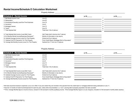 Rental Income Calculation Worksheet Fill Online Printable