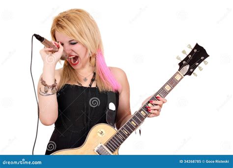 Girl rock and roll singer stock image. Image of playing - 34268785