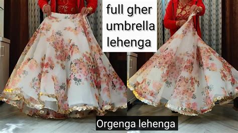 Full Gher Umbrella Lehenga Cutting And Stitching Organza Lehenga