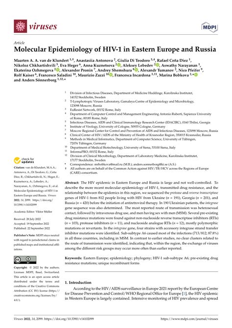 Pdf Molecular Epidemiology Of Hiv In Eastern Europe And Russia