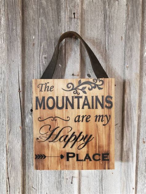 The Mountains Are My Happy Place Rustic Sign Re Purposed Etsy