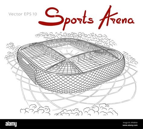 Hand Drawn Sketch Of The New Stadium In Moscow Otkrytie Arena Stock