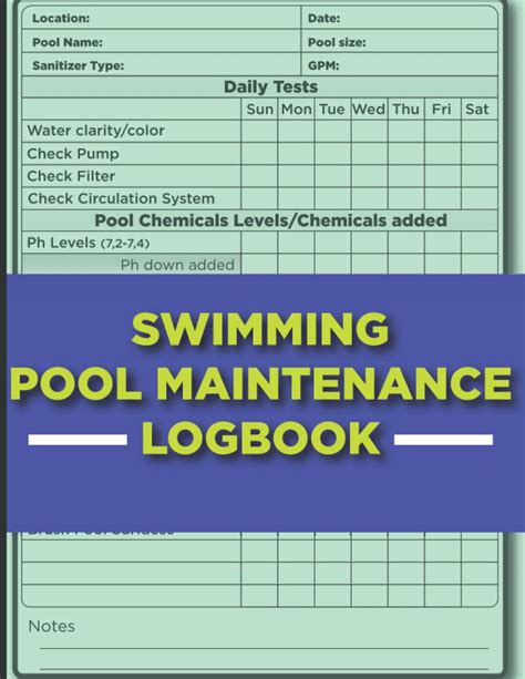 Buy Swimming Pool Maintenance Log Book Swimming Pool Maintenance