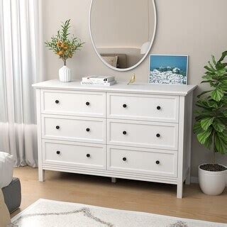 White Dresser Drawer Double Dresser For Bedroom With Metal Knobs