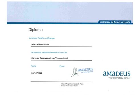 Diploma Curso Amadeus