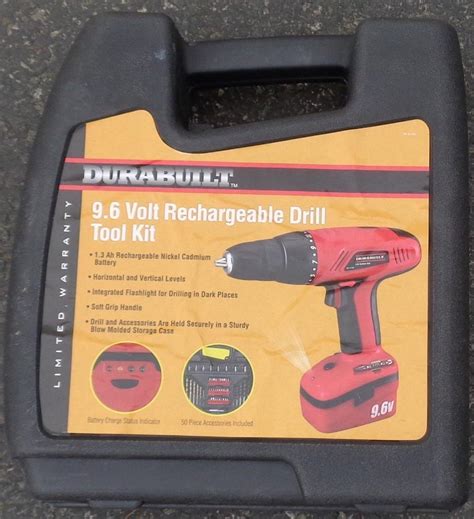 Durabuilt 9 6 Volt Rechargeable Drill Tool Kit With Carry Case VGC