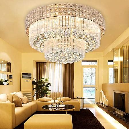 KALRI Modern K9 Crystal Chandelier Flush Mount LED Ceiling Light