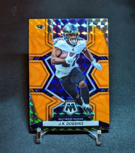 J K Dobbins Orange Reactive Prizm Panini Mosaic Football Card