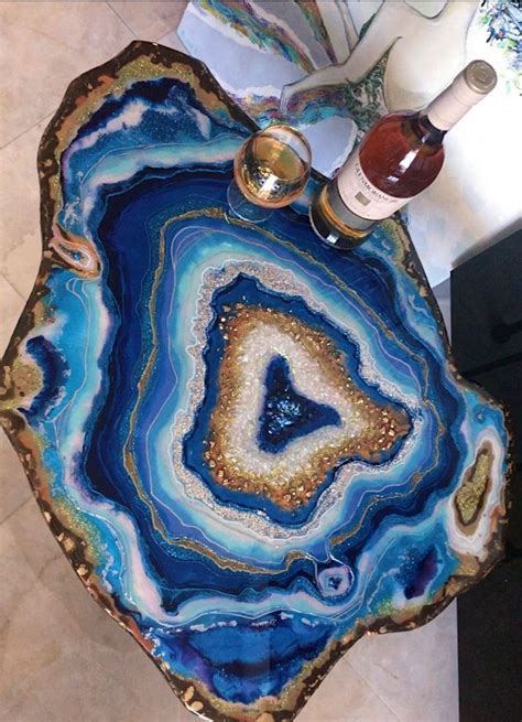 Blue Table Epoxy Resin Geode Table Coffee Table Exclusive Etsy In