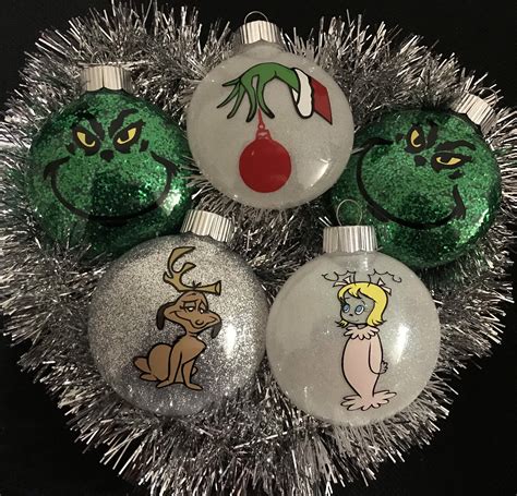 The Grinch Ornaments Handmade Christmas Set Of 5 Holiday Etsy