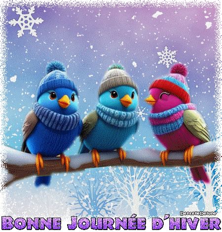 animé bonne journée d hiver avec petits oiseaux les gifs animés