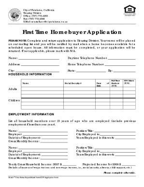 Fillable Online Cps Application Form City Of Petaluma Fax Email Print